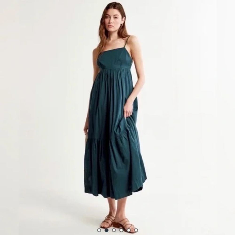 Abercrombie and fitch turquoise low back tiered midi dress